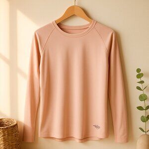 Reel Life Women’s Long Sleeve Performance Shirt M Peach UV Protection GraphicTee